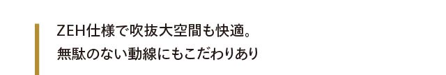 ZEH仕様で吹抜大空間も快適。無駄のない動線にもこだわりあり