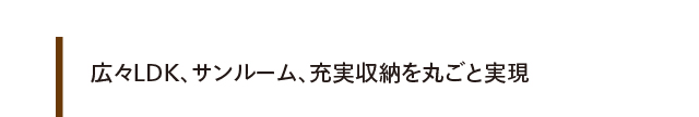 広々LDK、サンルーム、充実収納を丸ごと実現