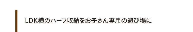 LDK横のハーフ収納をお子さん専用の遊び場に