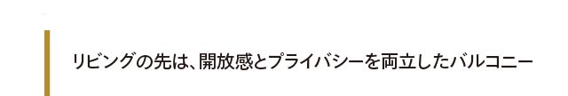 リビングの先は、開放感とプライバシーを両立したバルコニー